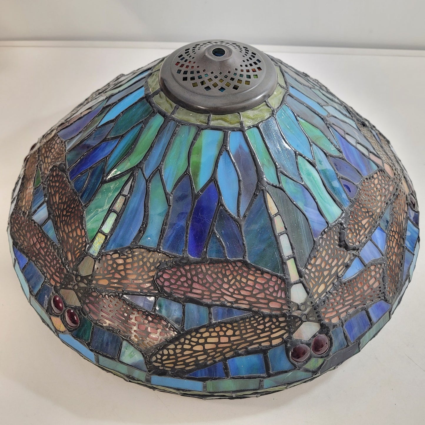Dale Tiffany Colorful Dragonfly Stained Glass Table Lamp 22" H x 16" W