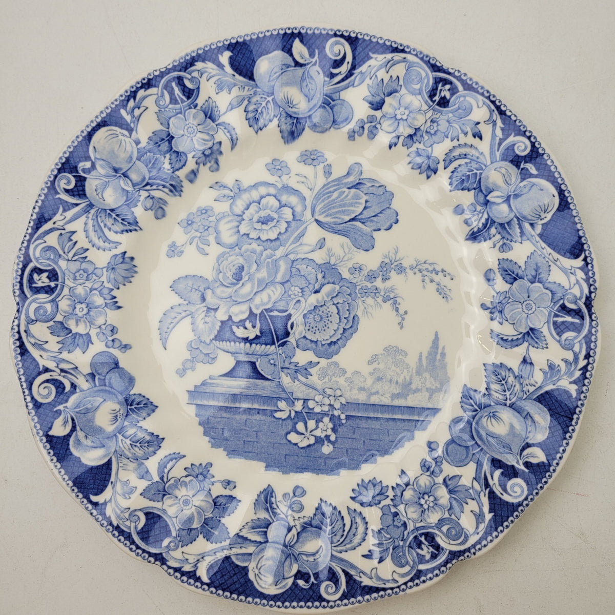 Vintage Royal Doulton Blue & White Pomeroy Pattern D6323 Dinner Plate Set of 5
