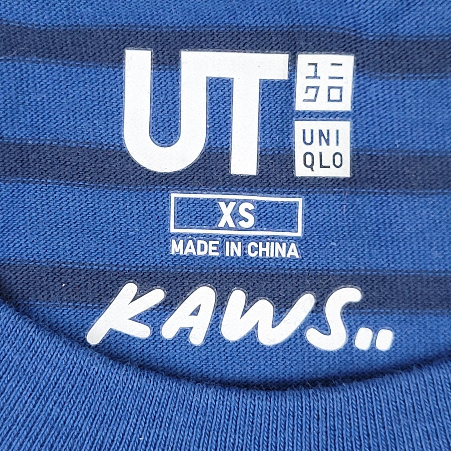 Uniqlo x KAWS UT BFF T-Shirt Blue Striped Embroidered Men's Sz XS NWT