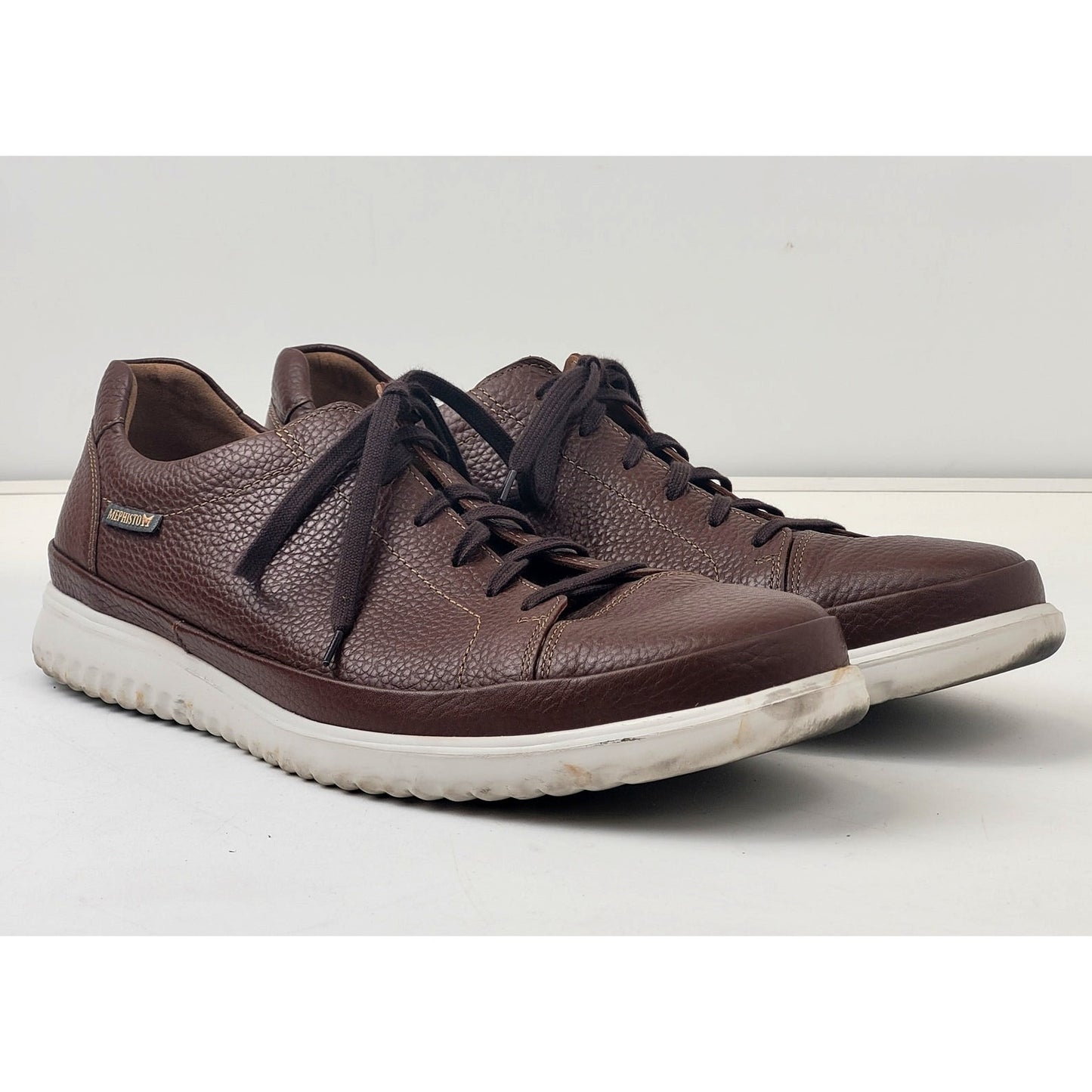Mephisto Thomas Sneaker in Hazelnut w Textured Leather Upper Men's Sz 13