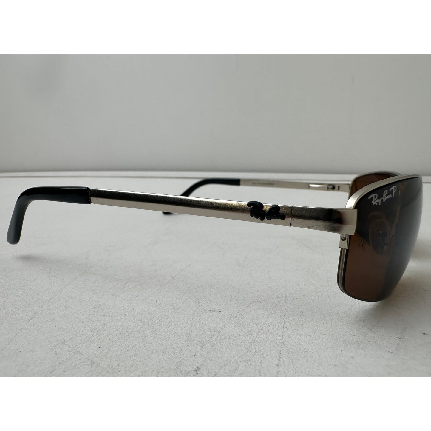 Ray-Ban RB2231 Polarized Silver Metal Wrap Sunglasses W/ Case