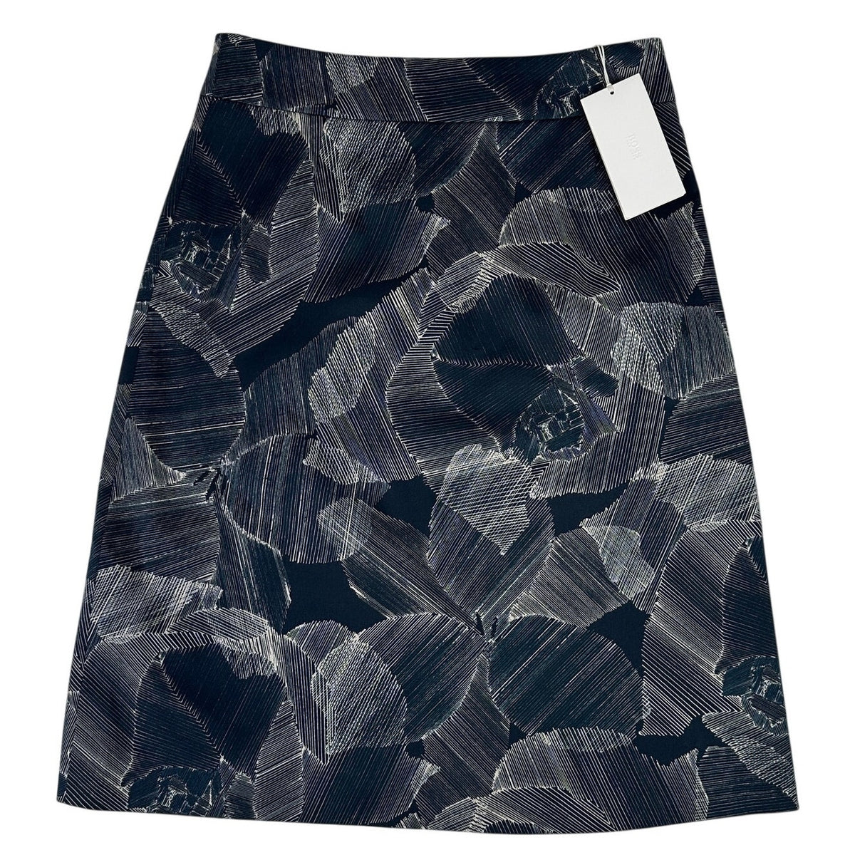 Hugo Boss Victyna Navy Blue Linear Floral Sketch A-Line Skirt Women's Sz 4 NWT