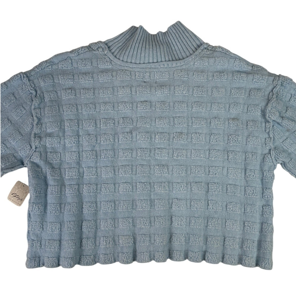 Free People Care FP Soul Searcher Light Blue Mock Neck Sweater Women's Sz XL NWT
