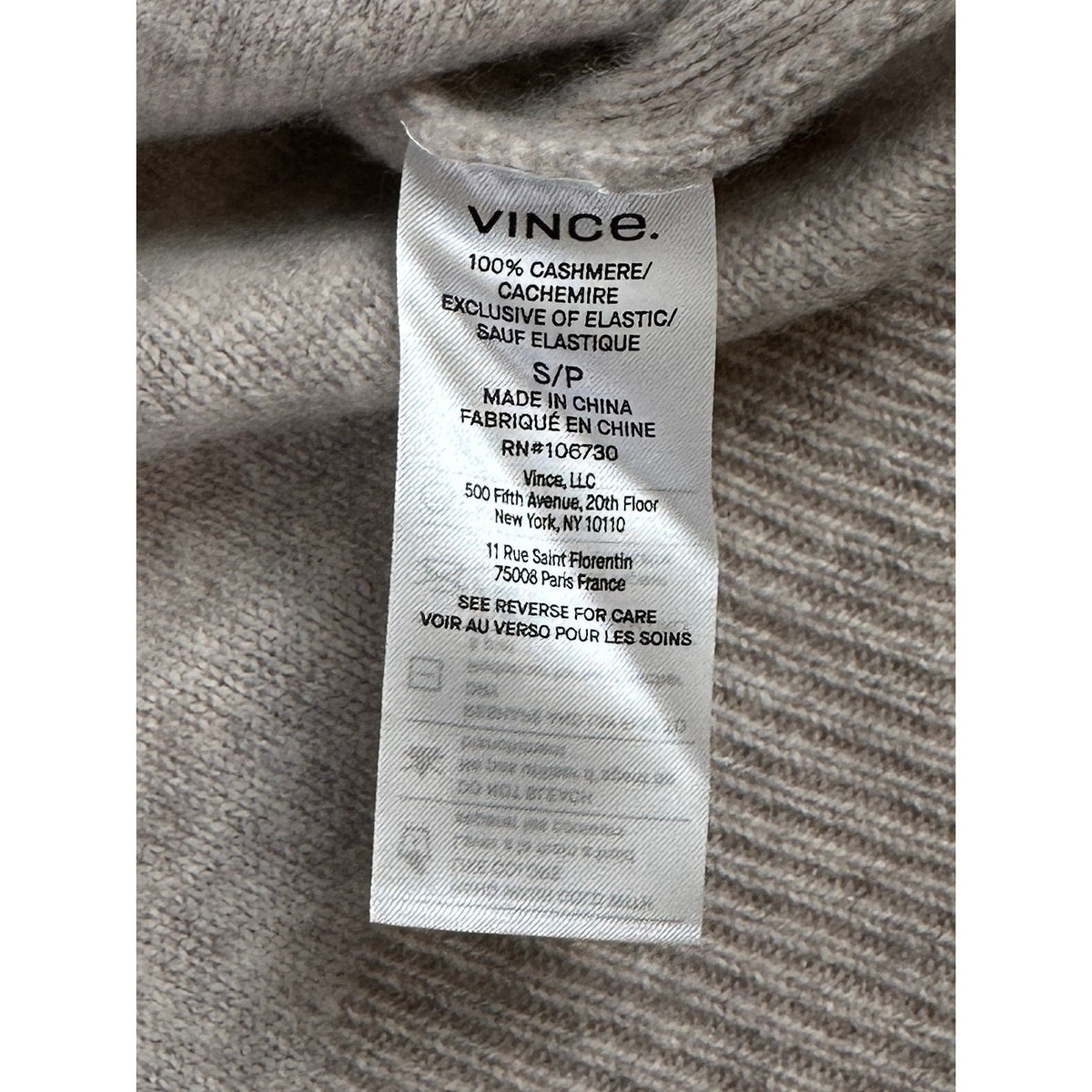 Vince 100% Cashmere Mock Neck Beige Sweater Women's Sz S