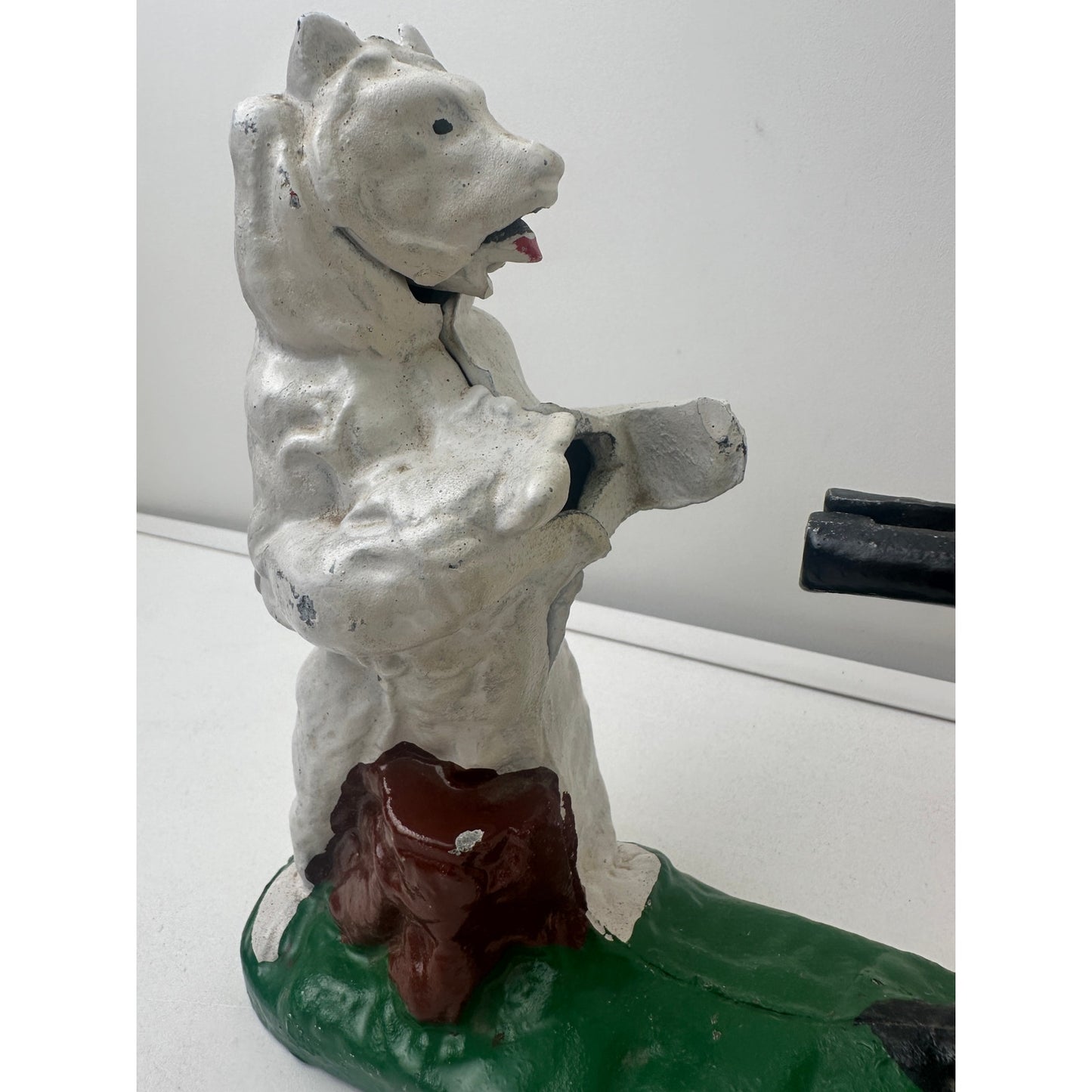 Vintage Indian Shooting Bear Cast Iron Mechanical Bank