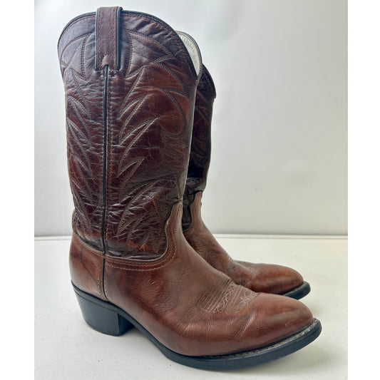 Vintage Durango Brown Leather Western Cowboy Boots Men's Sz 9.5
