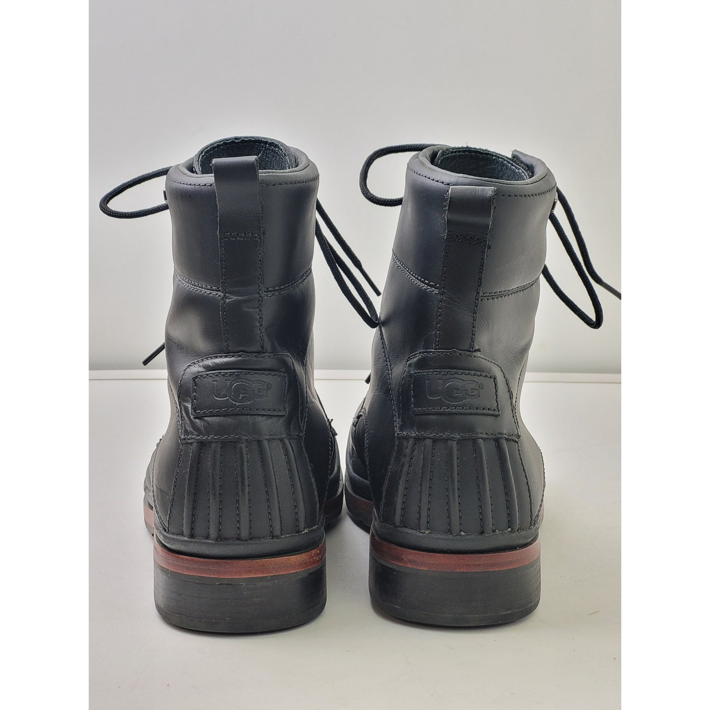 UGG Black Waterproof Leather Combat Boots Round Toe Men's Sz 12 EUC