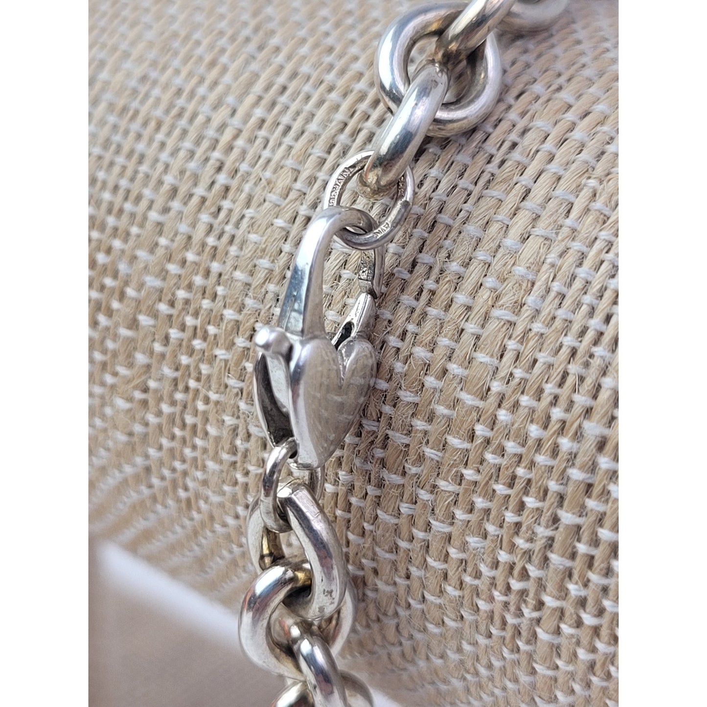 925 Sterling Silver Becky ID Cuban Link Chain Bracelet w 14K Gold Heart