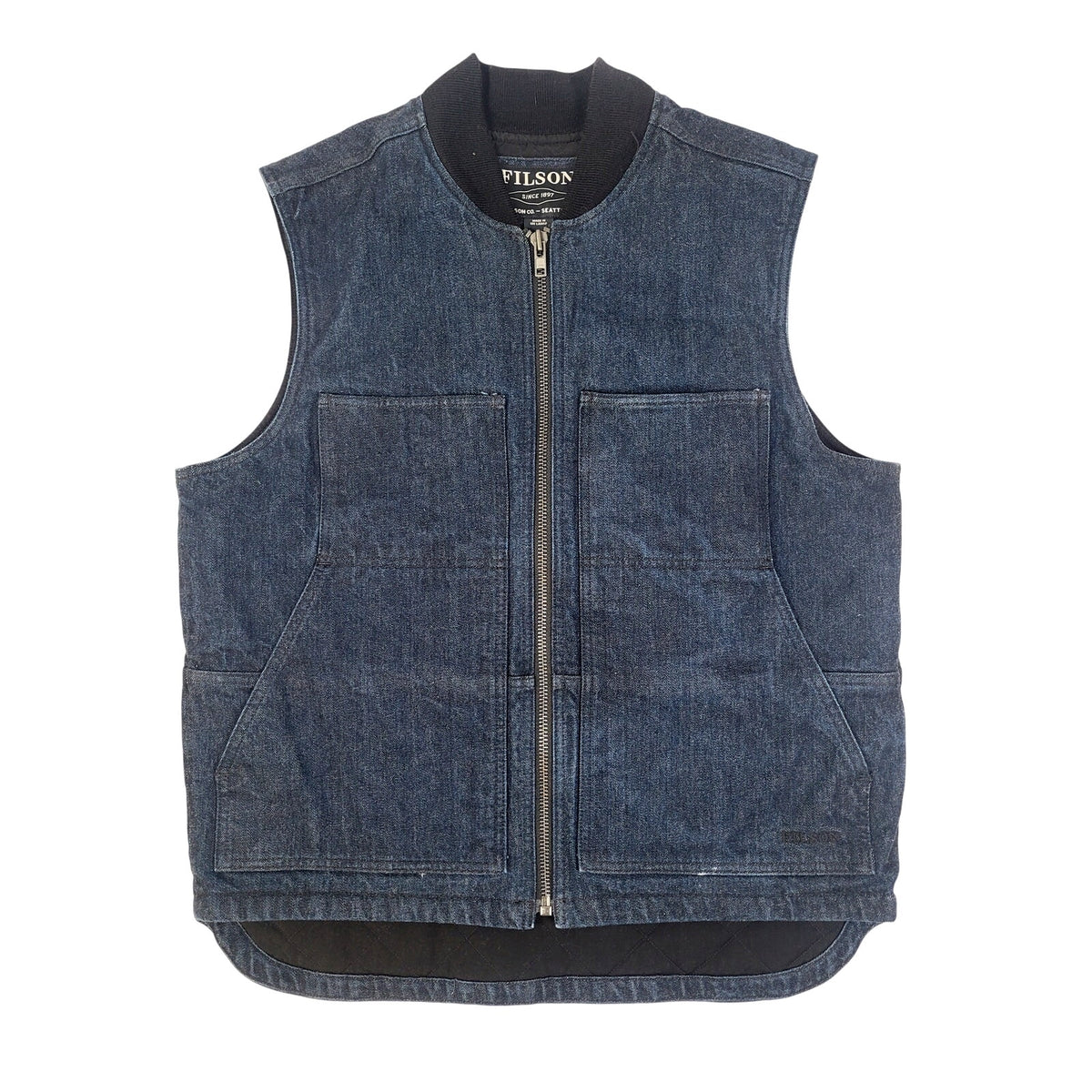 Filson Denim Insulated Work Vest in Raw Indigo Men's Sz L