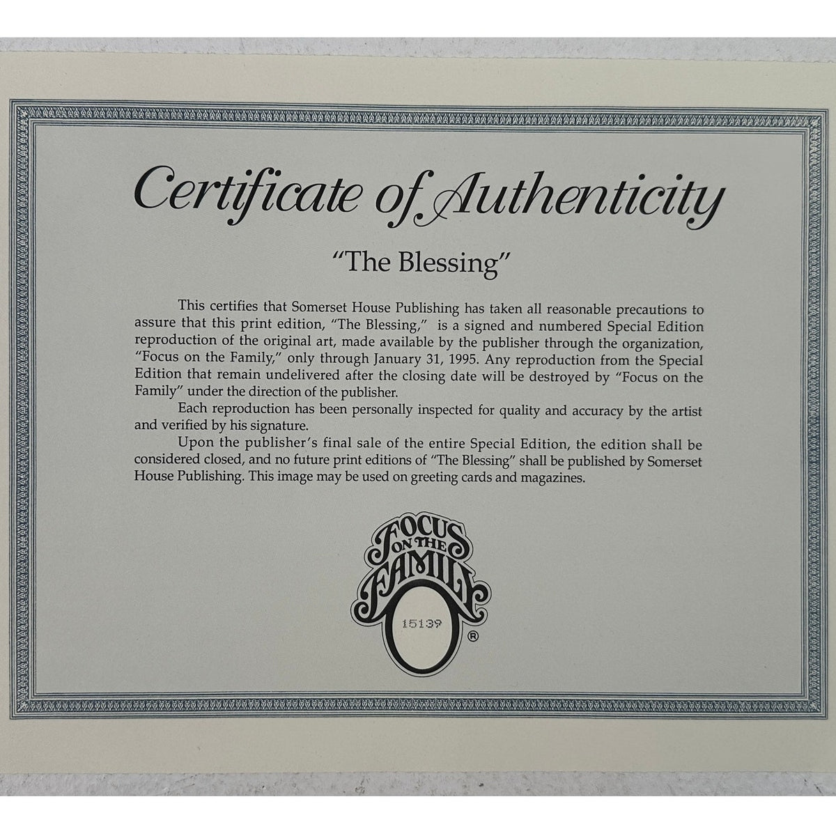 G. Harvey "The Blessing" Limited Edition 1994 Print
