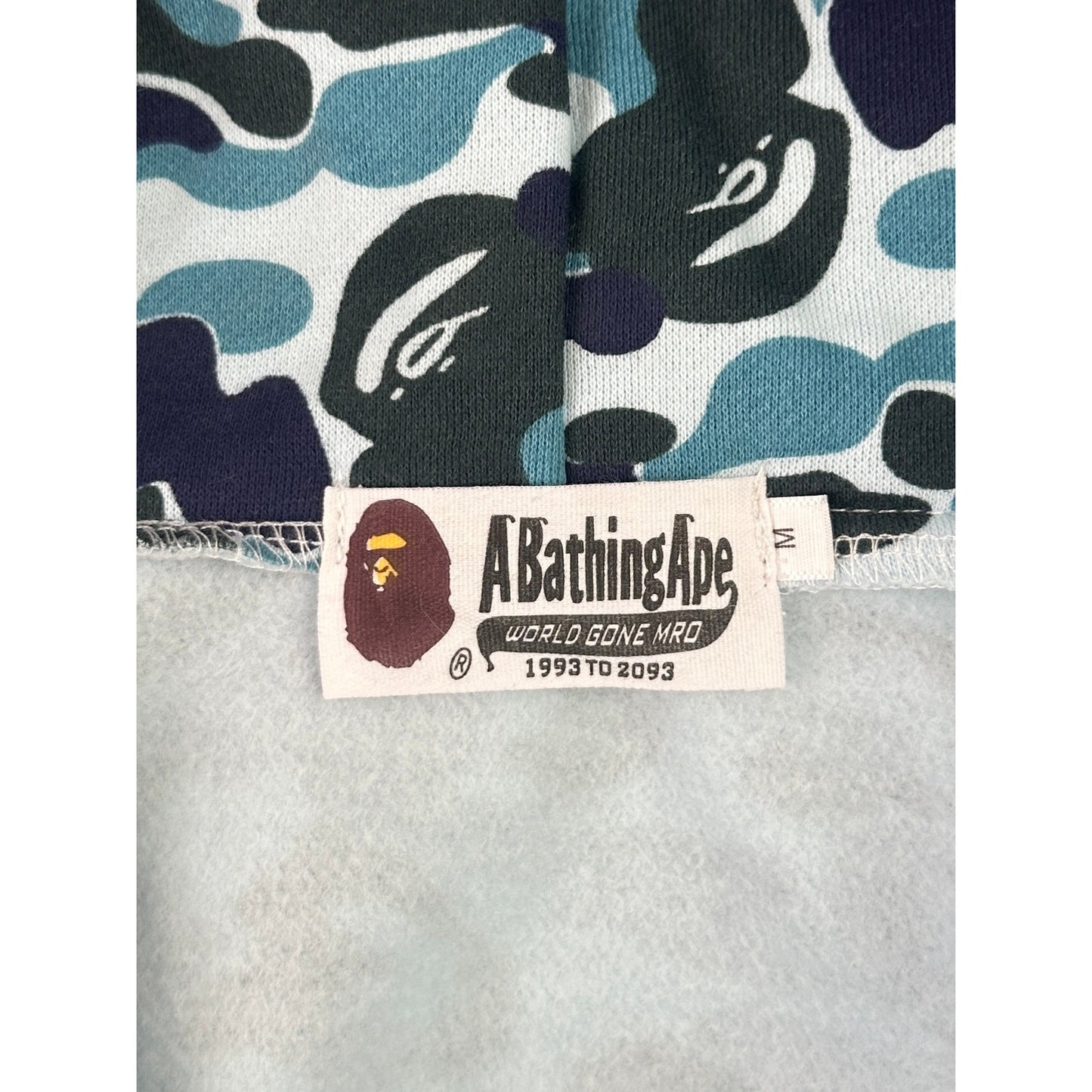 A Bathing Ape (BAPE) Blue Camo Shark Full Zip Hoodie Men's Sz Medium