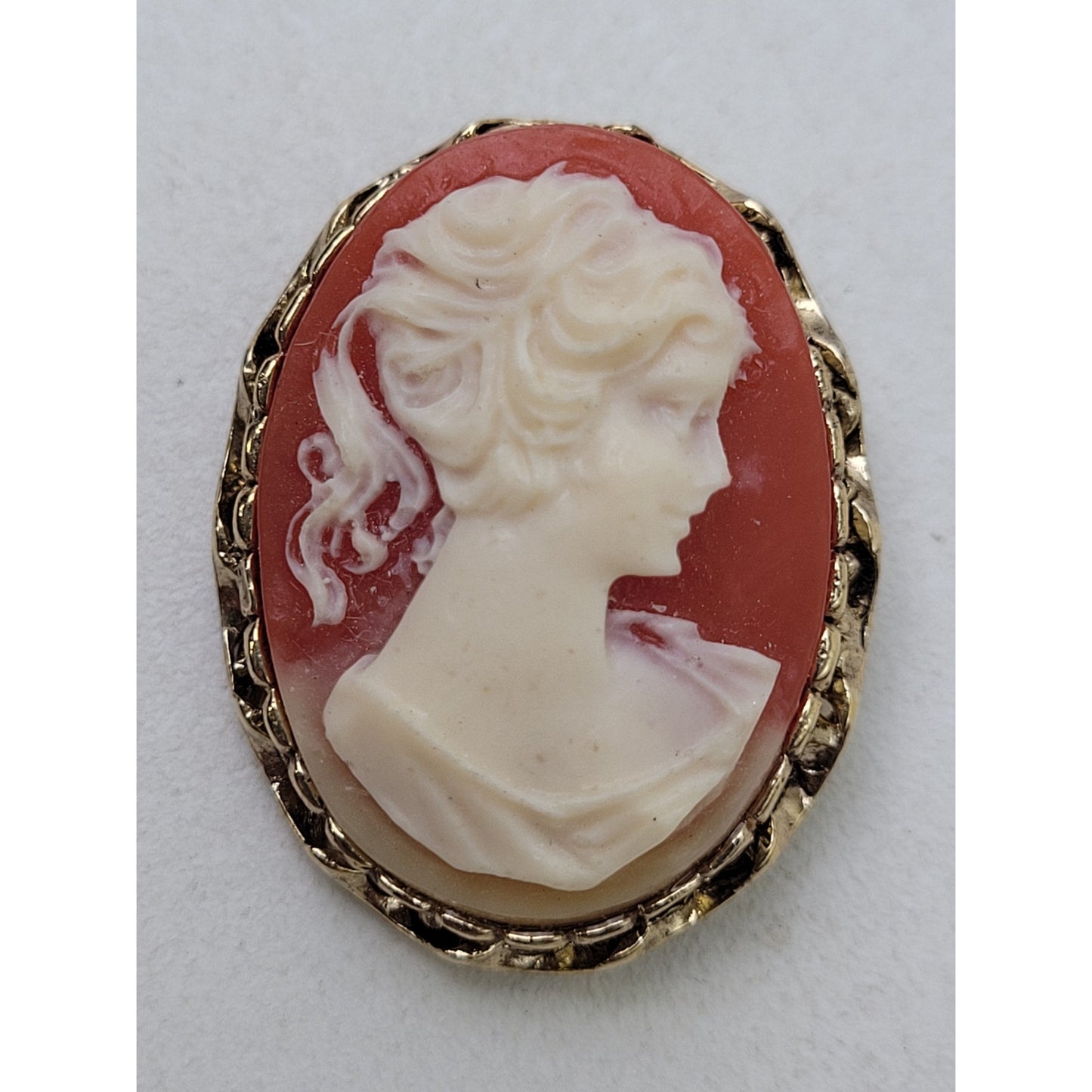 Vintage Trifari Cameo Gold-Tone Pendent Necklace, Post-Back Earring, Pin Set