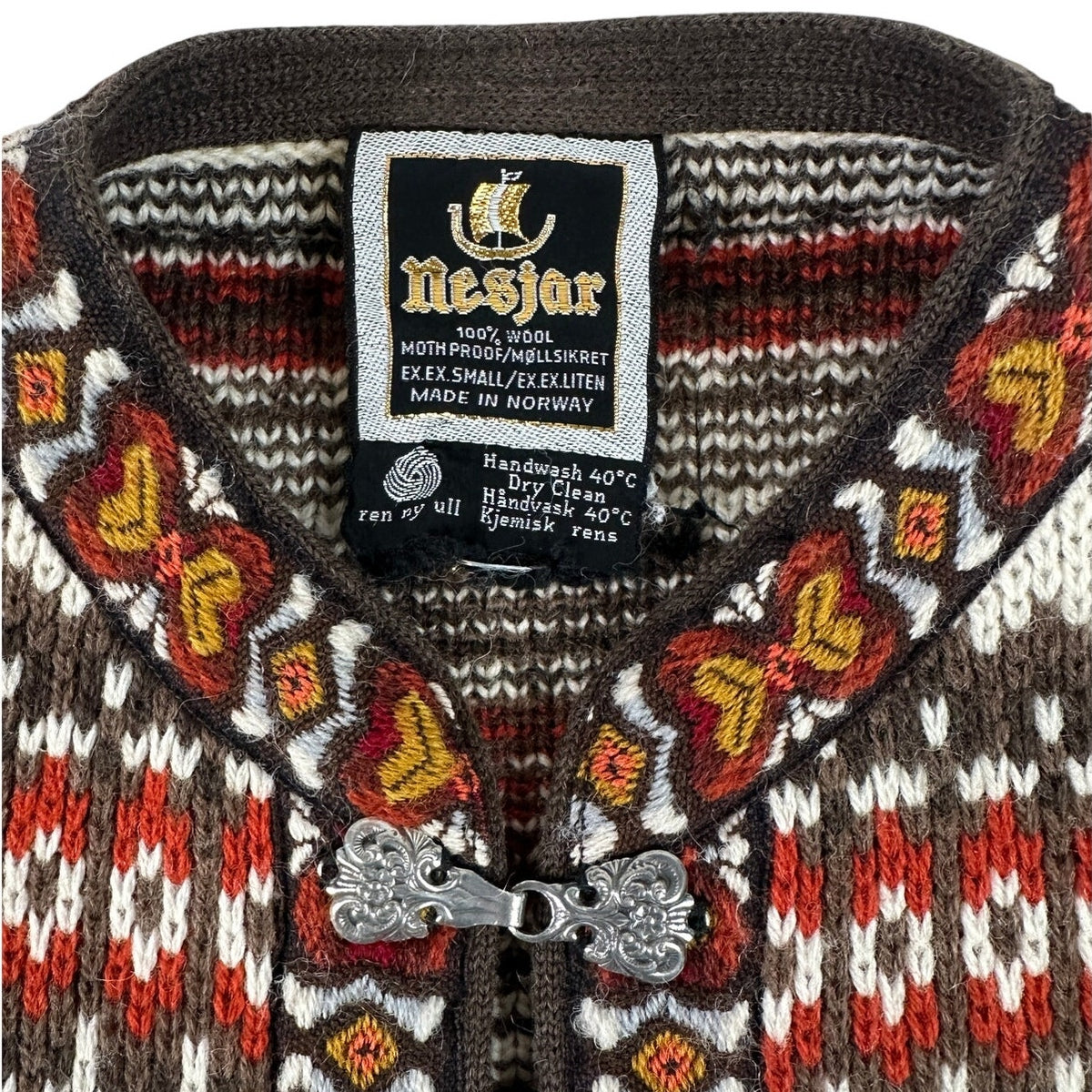 Vintage Nesjar Norway 100% Wool Lusekofte Knit Cardigan Women's Sz XXS