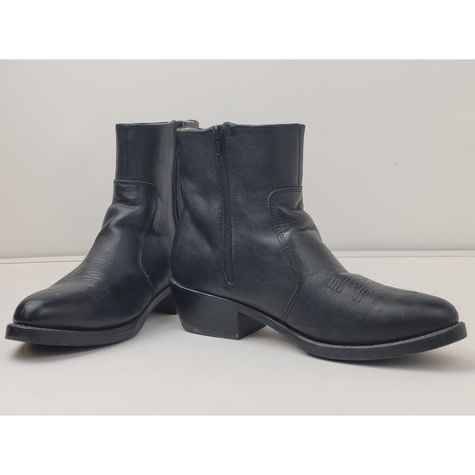 Durango Black Leather Side Zip Short Western Cowboy Boots Men's Sz 10.5D