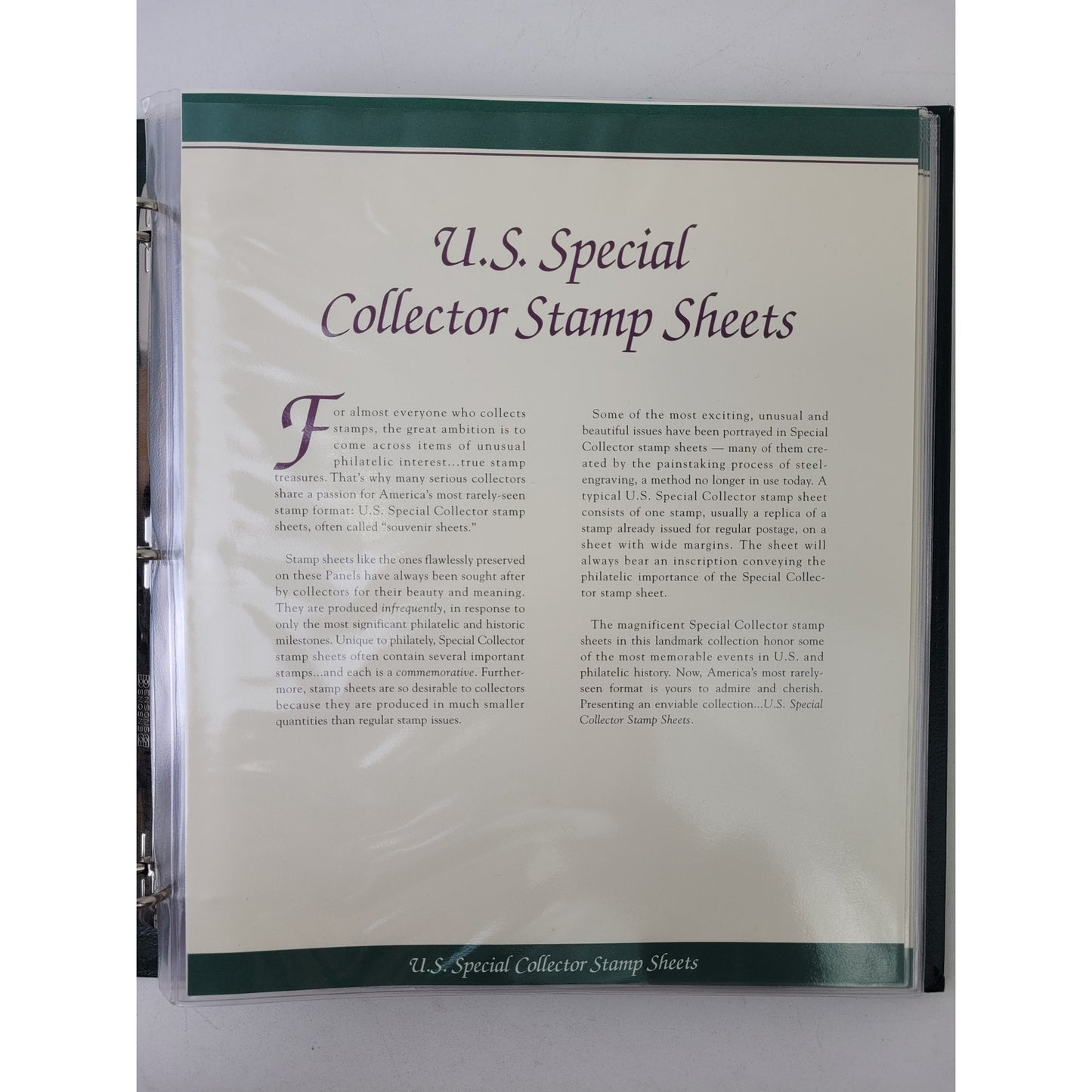 Vintage U.S. Special Collector Stamp Sheets | 32 Stamp Sheets in Binder