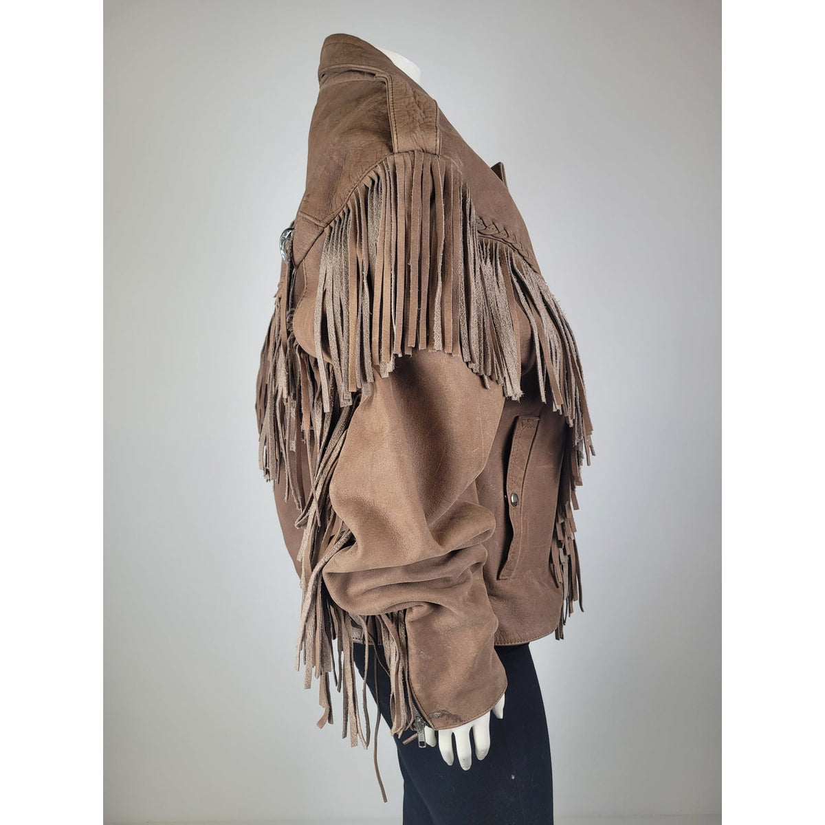 Vintage Wilsons Leather "Open Road" Cropped Fringe Leather Jacket Women's Sz XL
