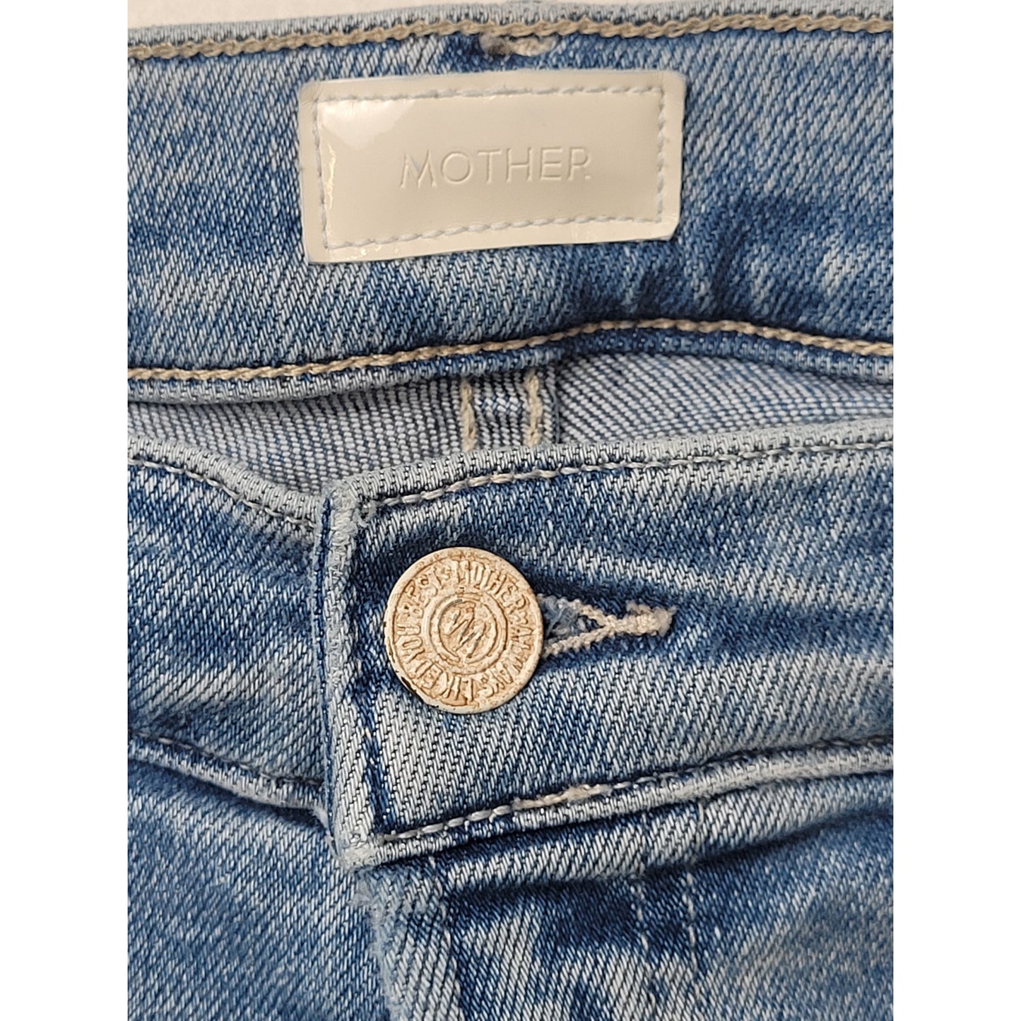Mother The Insider Crop Step Fray Flare Jeans Medium Wash Distressed Sz 29