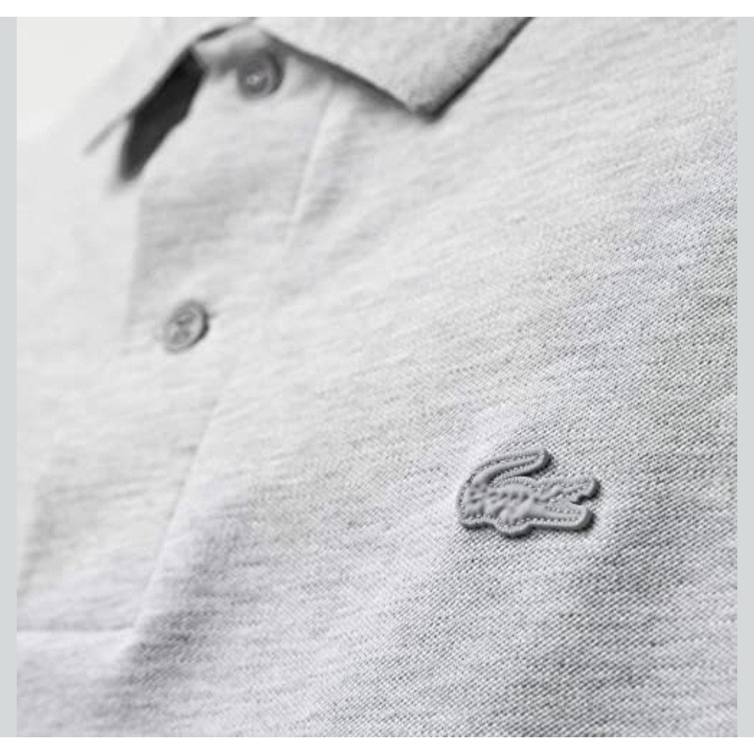 LACOSTE Men's Grey Slim Fit Polo Jacquard Collar Sz 5-L | Style # PH9642 CCA