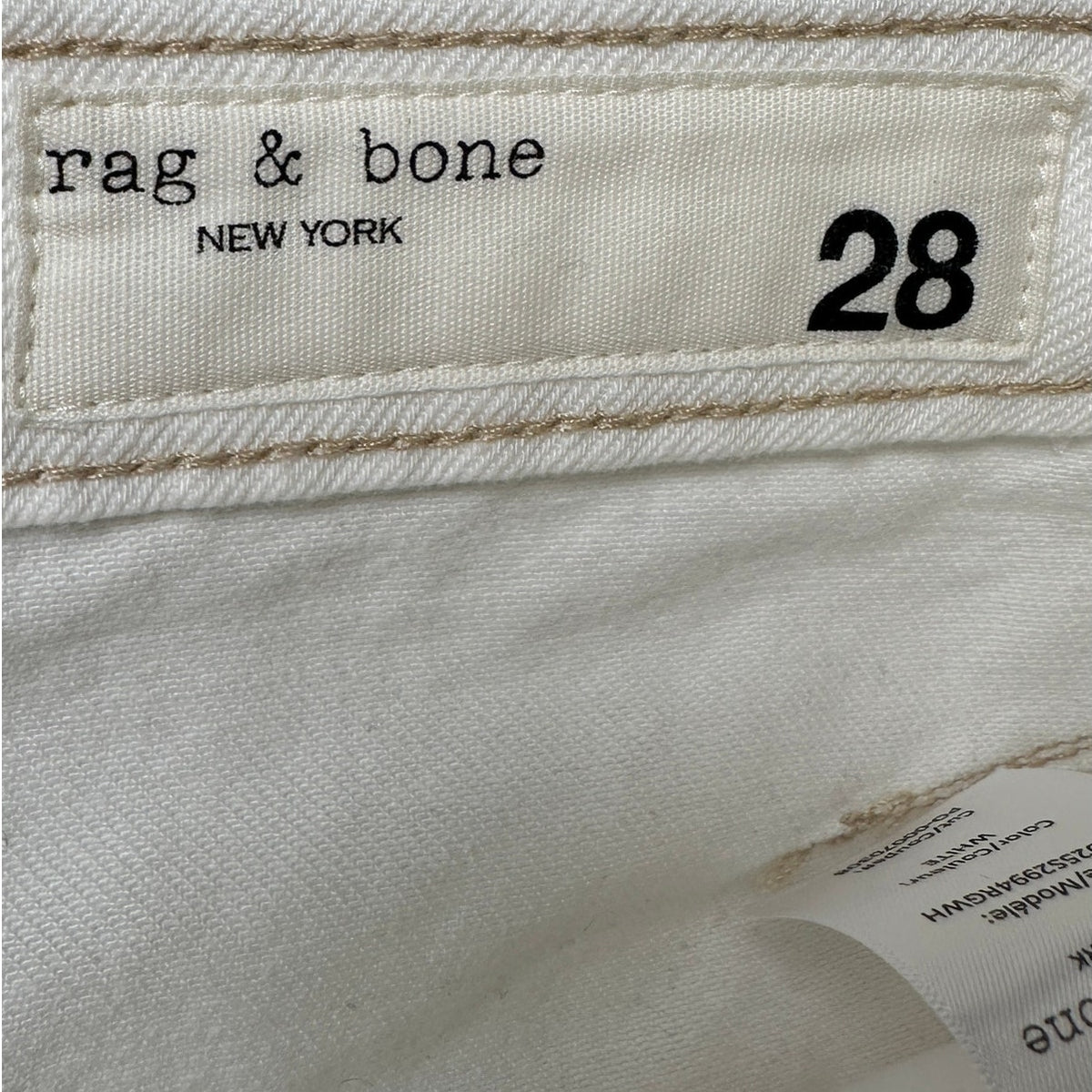 Rag & Bone White The Charlie High-Rise Barrel Jeans Women's Sz 28 NWT