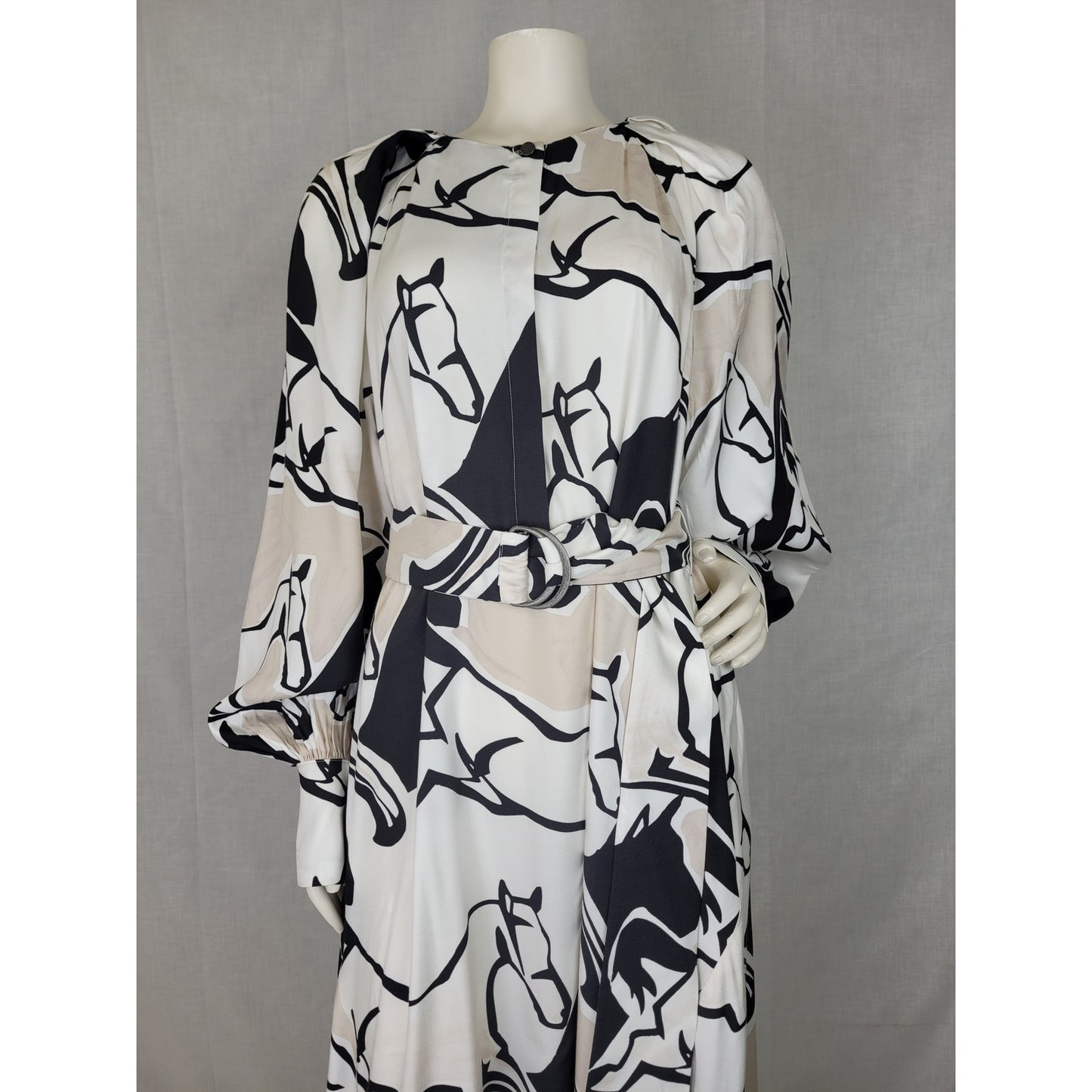Ted Baker Sydnei Horse Print Long Sleeve Shirtdress Size 3 (M) EUC