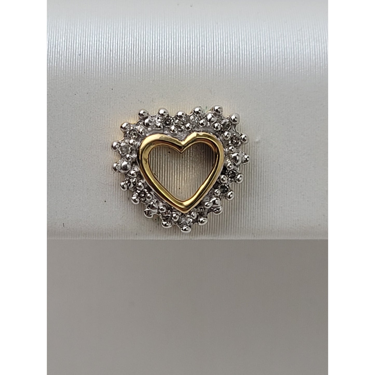 925 Sterling Silver Gold-Tone Heart Earrings Studs w Authentic Diamonds