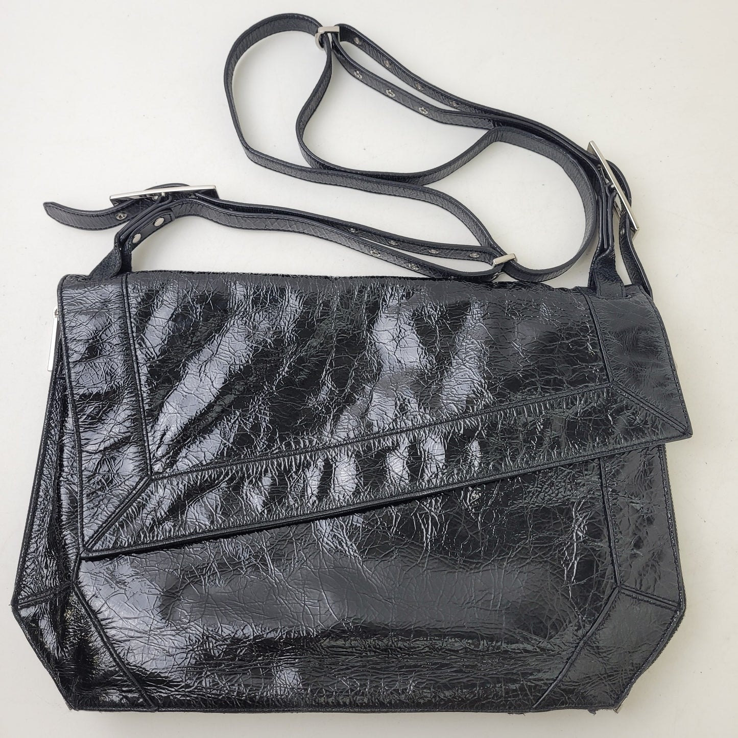 Kooba Patent Leather Crossbody Bag Satchel Y2K Meets 80s Style