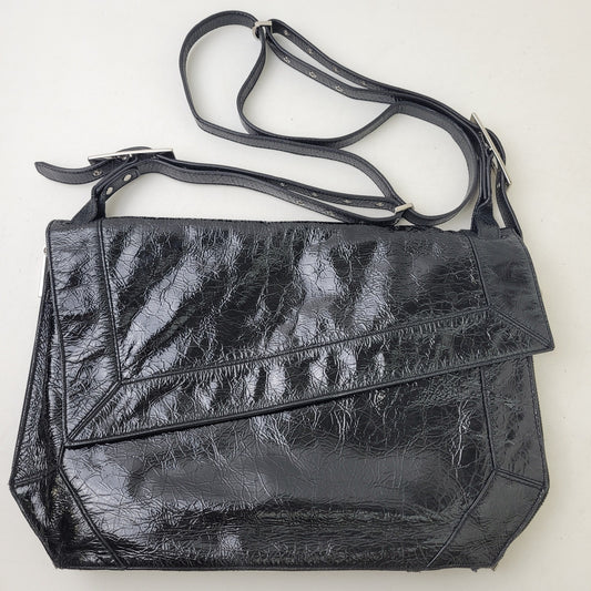 Kooba Patent Leather Crossbody Bag Satchel Y2K Meets 80s Style