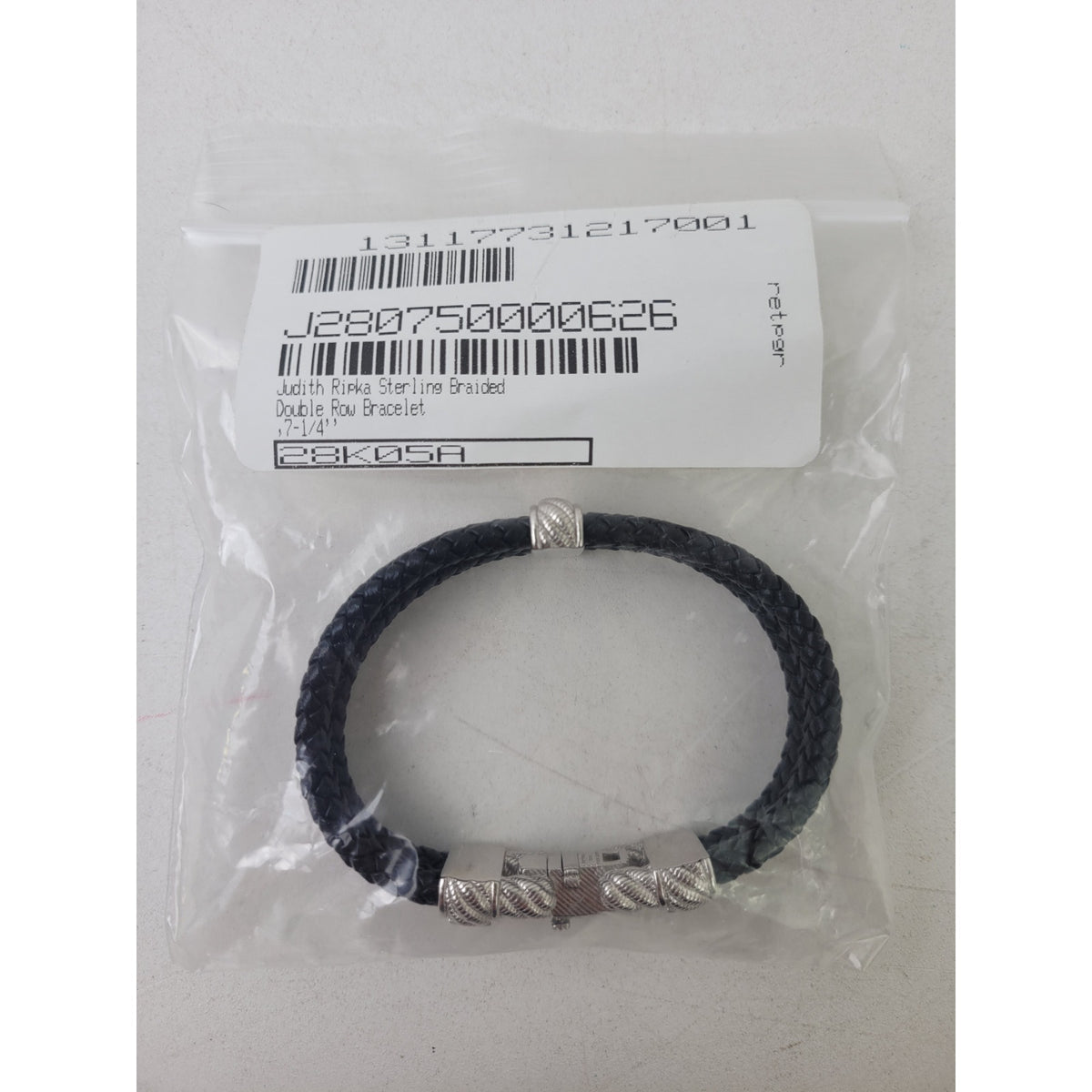Judith Ripka Sterling Silver Braided Double Row Bracelet w Box
