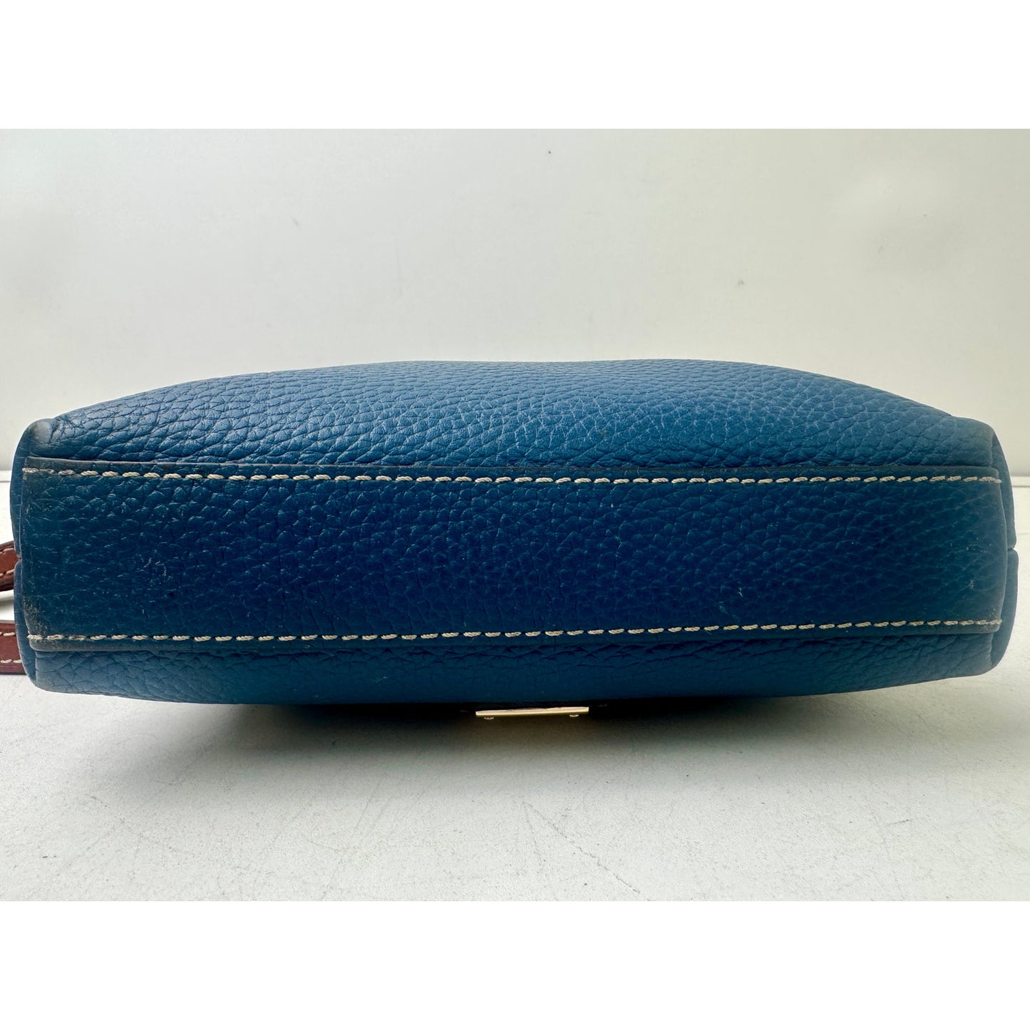 Dooney & Bourke Blue Pebble Grain Leather Letter Carrier Crossbody Bag