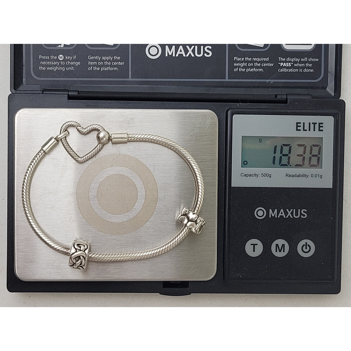 Pandora Moments Heart Closure Snake Chain Bracelet Sterling Silver + Charms