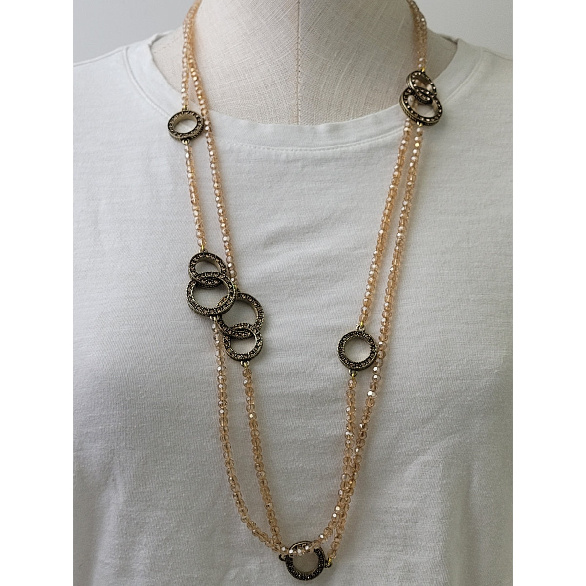 Heidi Daus The Long and Short of It Beaded Crystal Toggle Deco Necklace