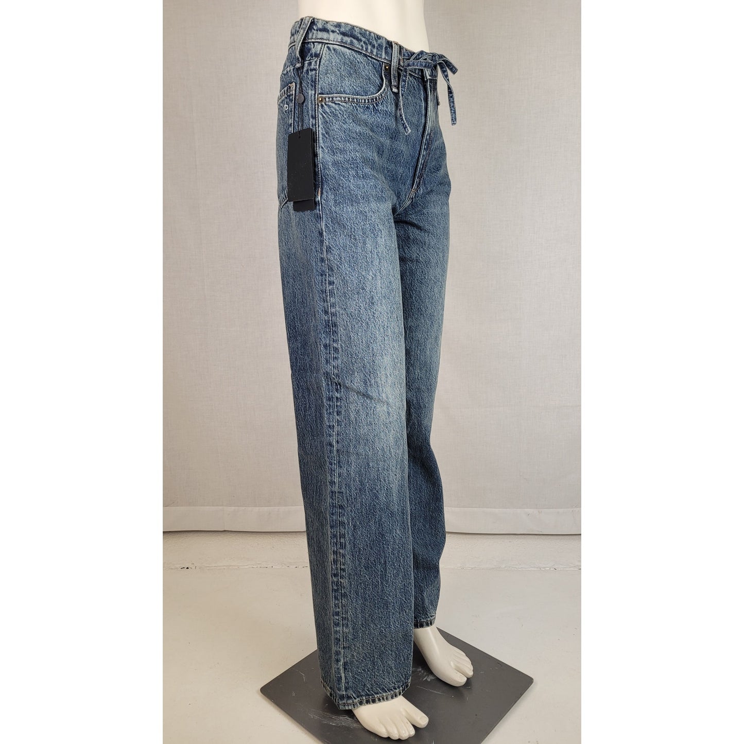Rag & Bone Pheobe Drawstring Wide Leg Jeans Medium Wash Women's Sz XS