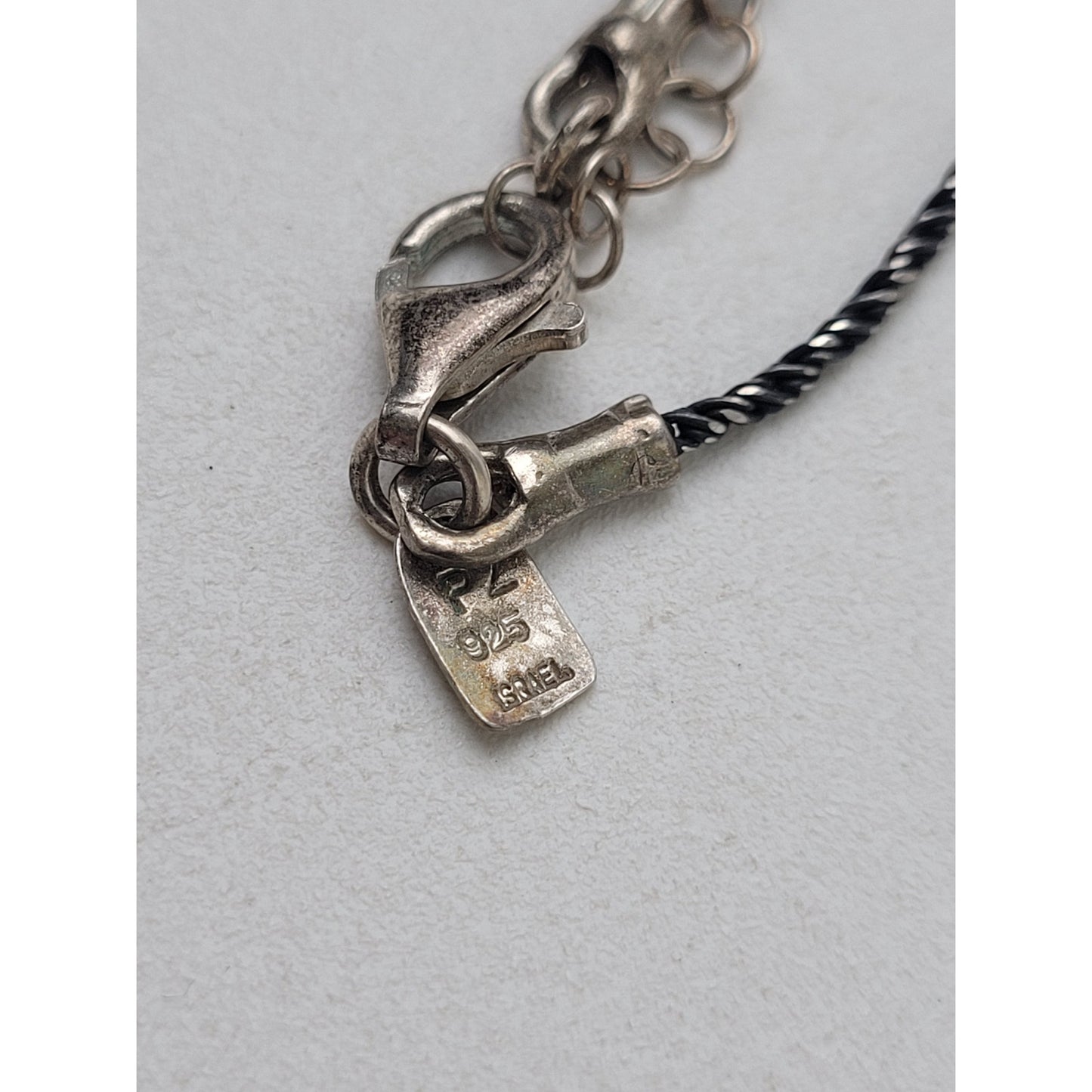 Sterling 925 Tri Color Hammered Dangle Statement Necklace Made in Israel