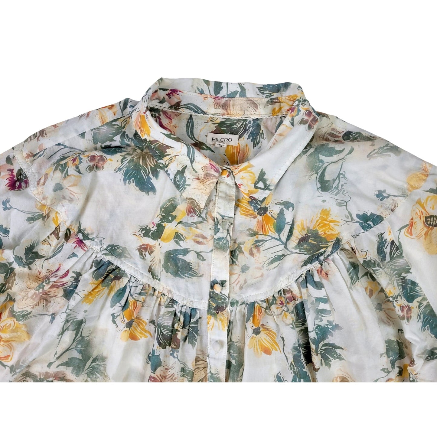 Anthropologie Pilcro Batwing Floral Button-Up Blouse Women's Sz XL