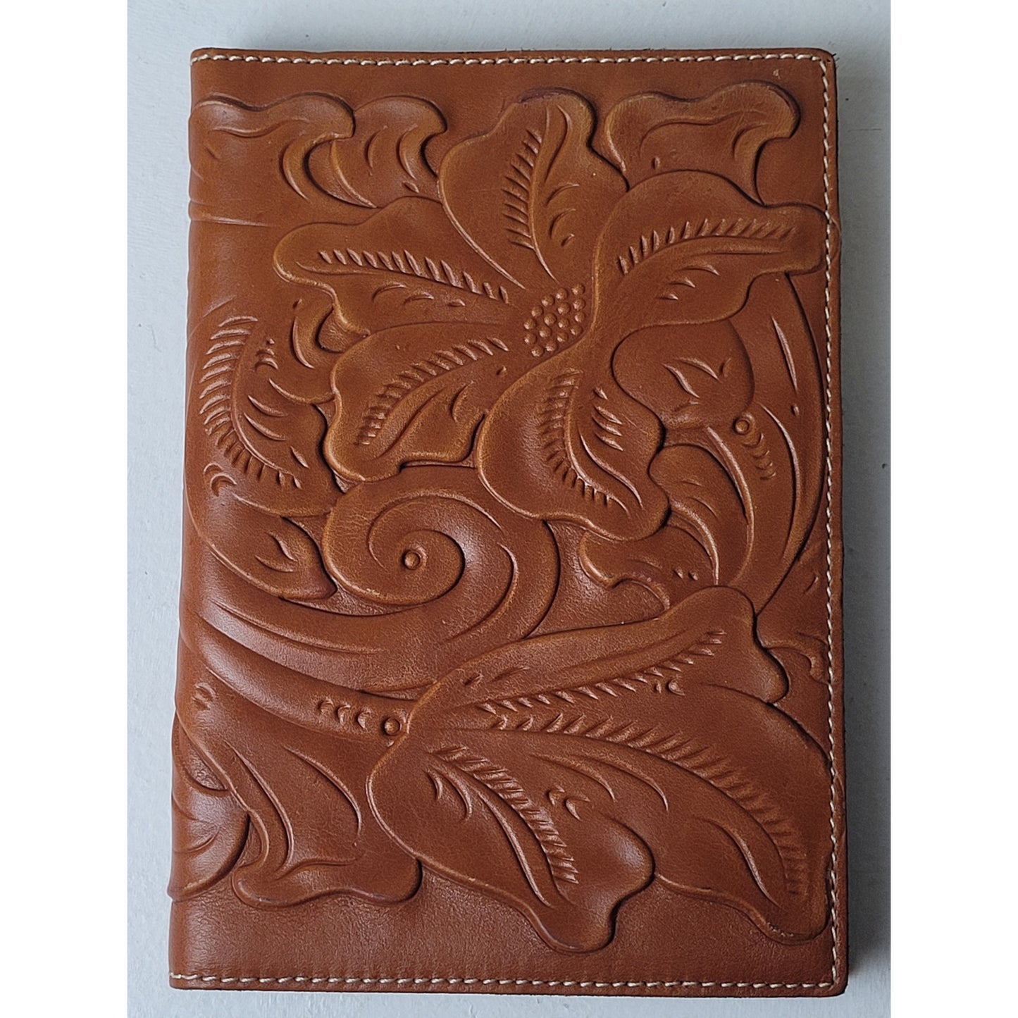Patricia Nash Tooled Brown Leather Lined Notebook 8 1/2" x 6"