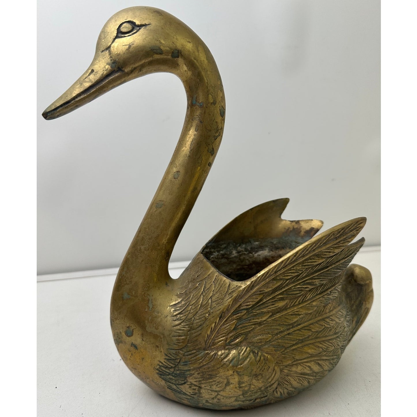 Vintage Mid-Century Brass Swan Planter