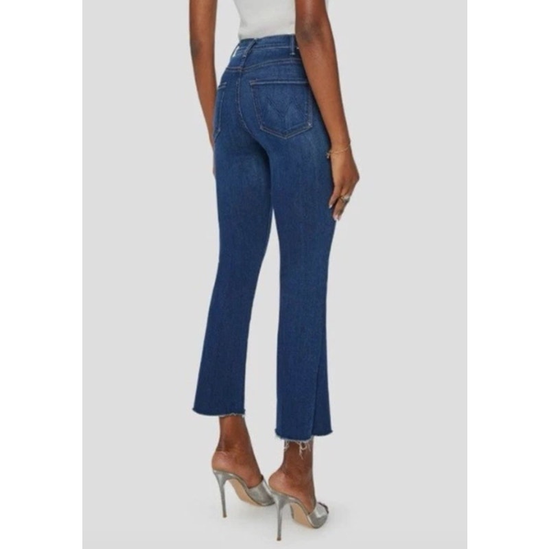 Mother The Hustler Ankle Fray Cropped Straight Leg Medium Wash Jeans Sz 28