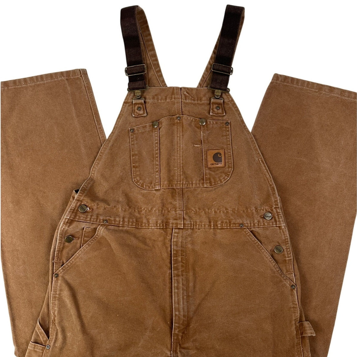 Vintage Carhartt R06 BRN Double Knee Bib Overalls Men's Sz 38 x 32