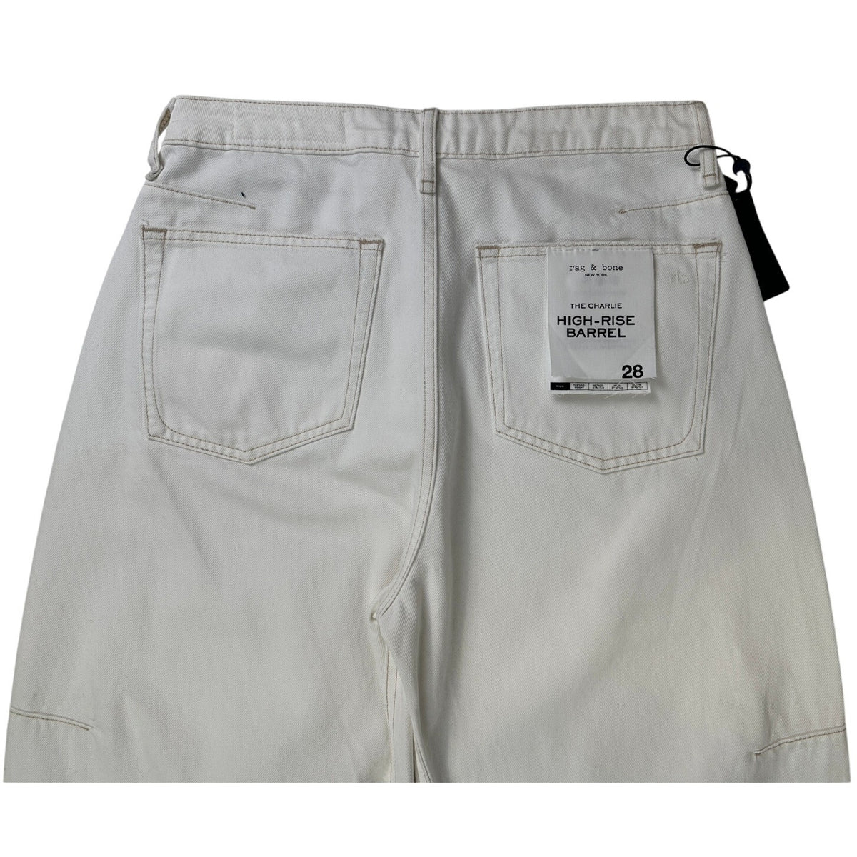Rag & Bone White The Charlie High-Rise Barrel Jeans Women's Sz 28 NWT