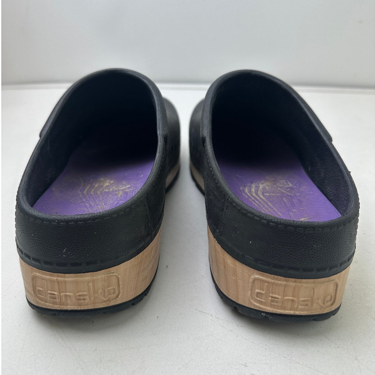 Dansko Kane Molded EVA Black / Woodgrain Trim Clogs Women's Sz 41