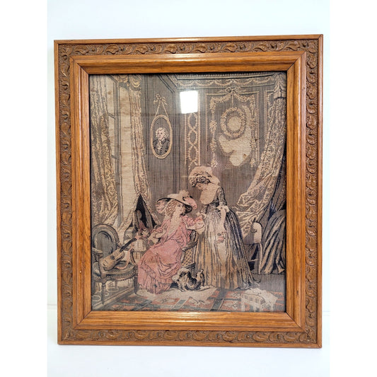 Vintage/Antique 18th Century French Scene Verdure Framed Wall Tapestry 16"x18.5"