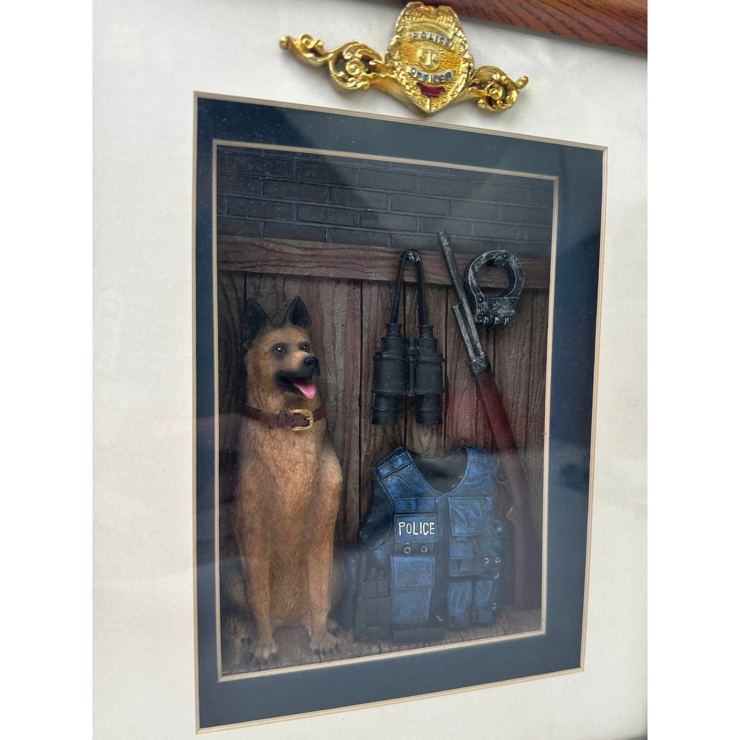 Vintage Vanmark "Blue Hats of Bravery" Police K9 Shadow Box Picture Frame