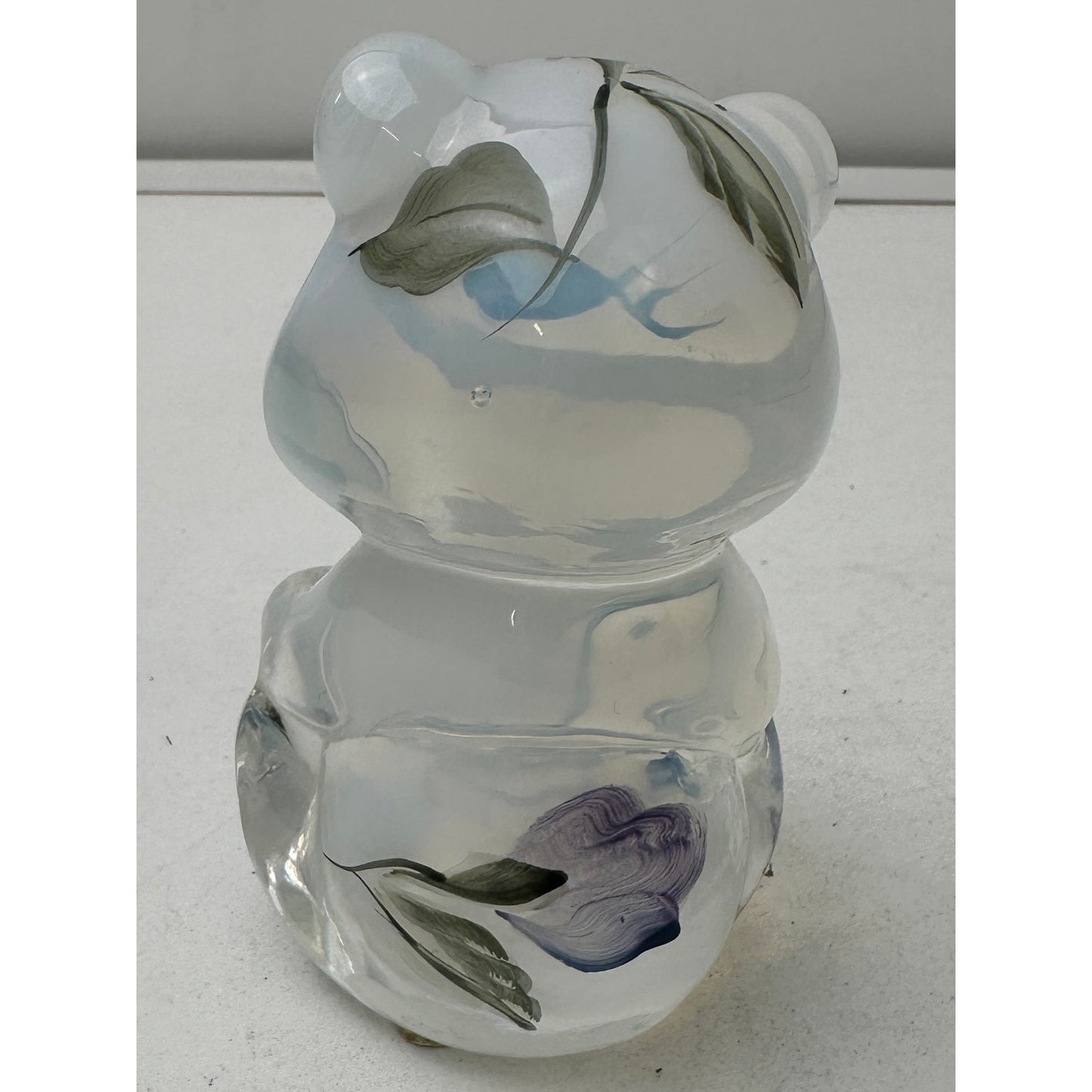 Vintage Fenton French Opalescent Hand Painted Sitting Bear Figurine Signed