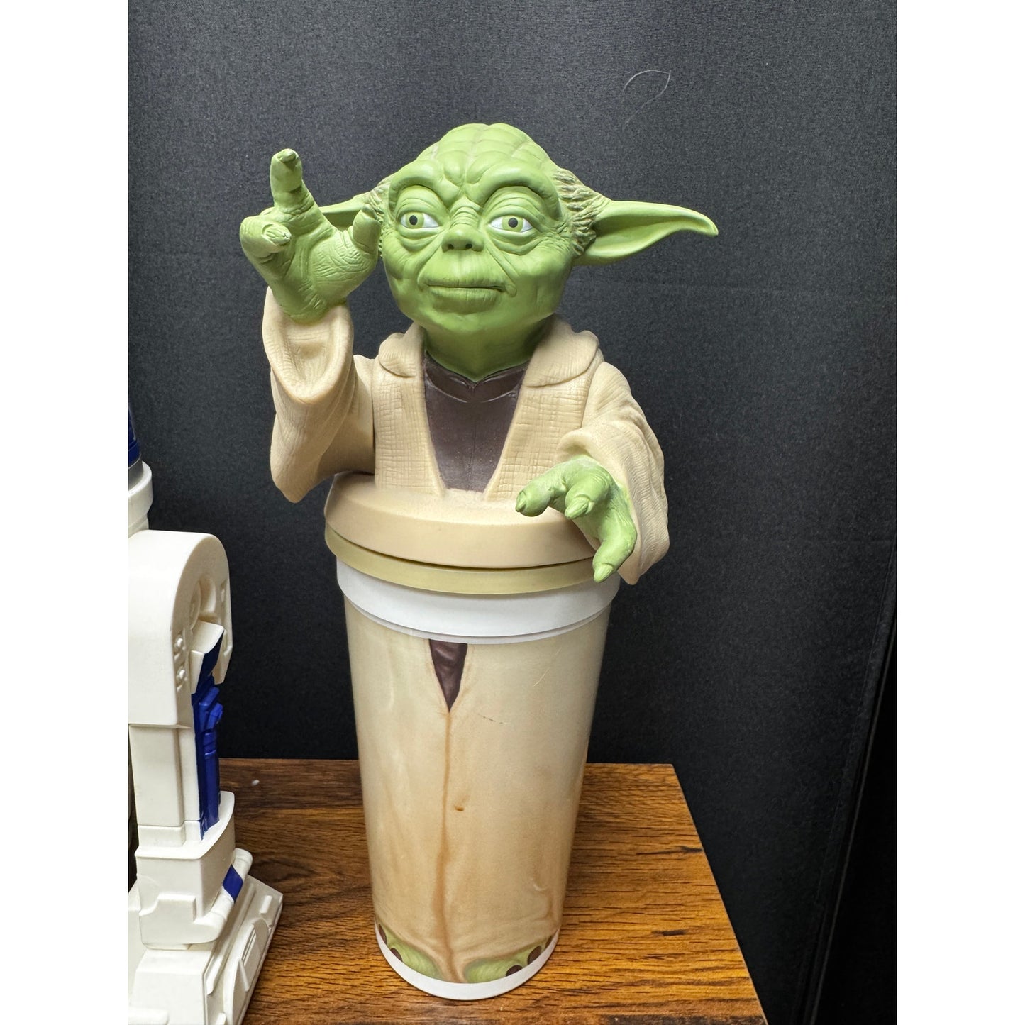 Lot of 1999 Star Wars Cups Yoda, Darth Maul, R2-D2 + Pez Dispenser & Stickers