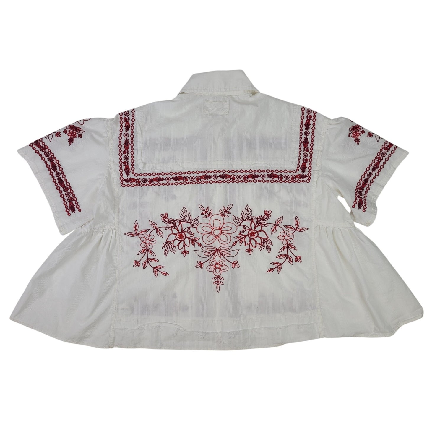 We The Free Refresh Vacation Shirt 100% Cotton Oversized Embroidered Sz L