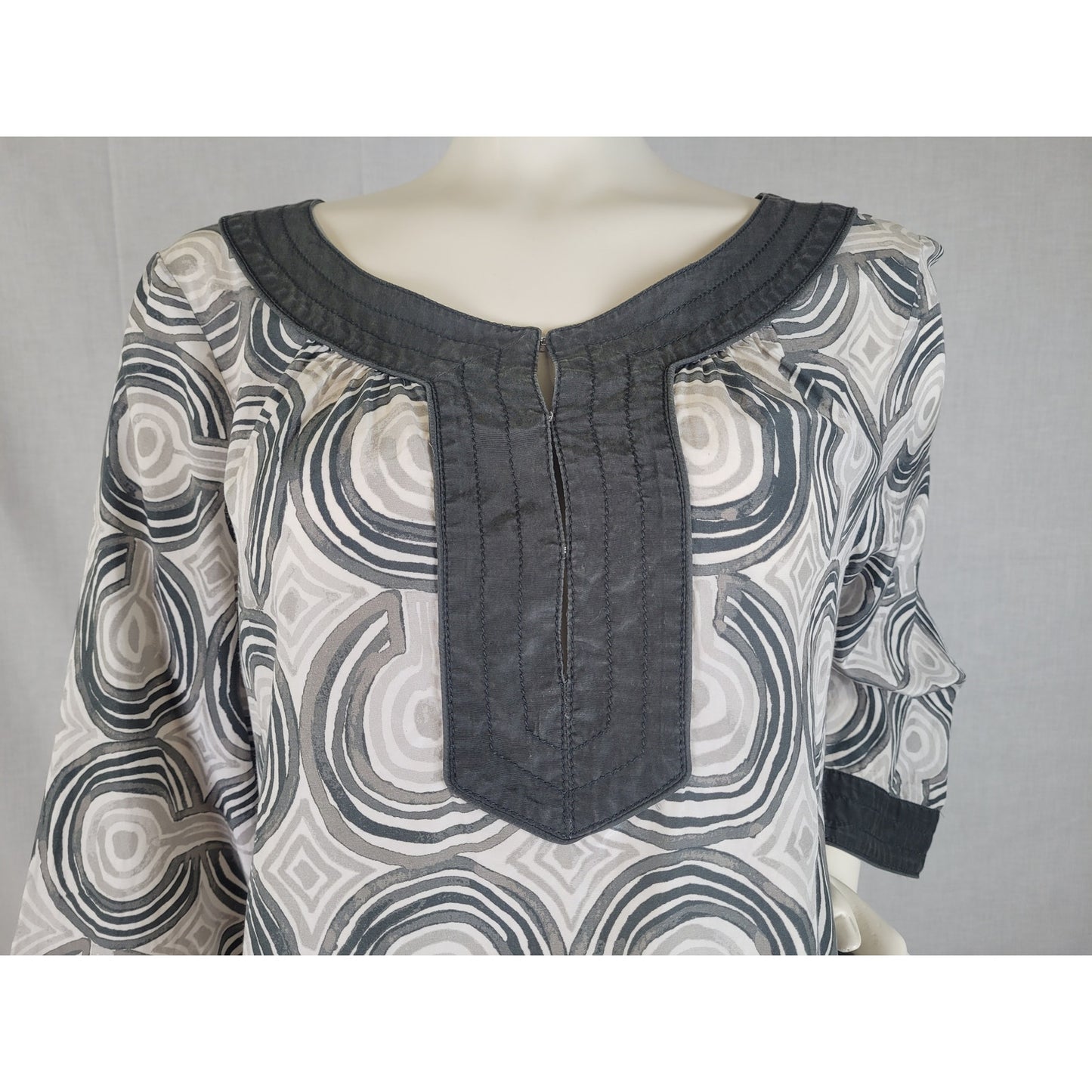 Y2K Coach Gray White Tunic Top Cotton Silk Women's Sz M