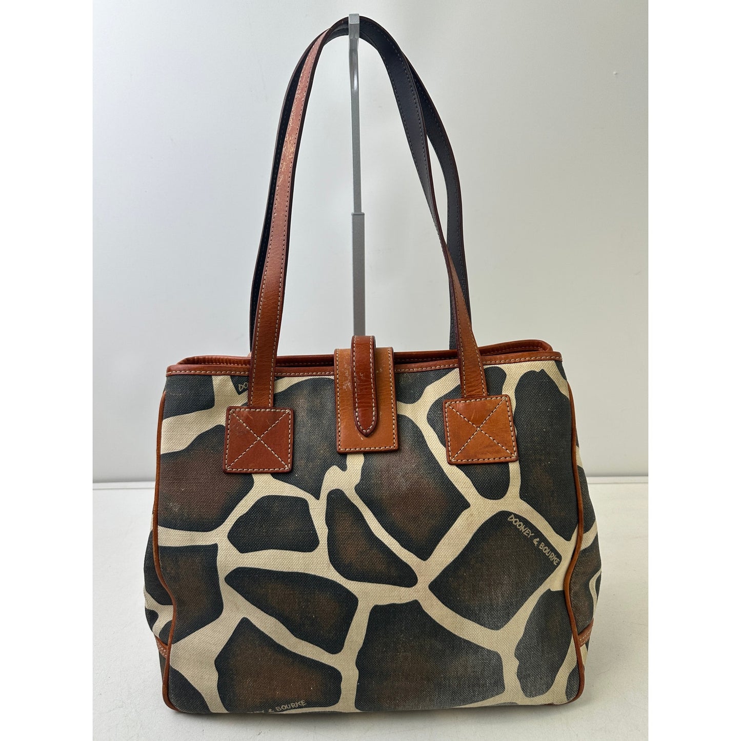 Vintage Dooney & Bourke Giraffe Print Canvas Tote Bag W/ Charms