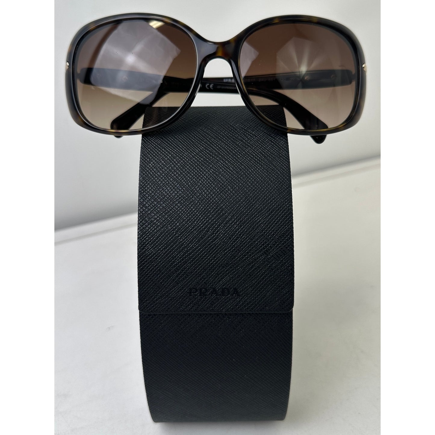Prada PR 08OS Tortoise Shell Sunglasses W/ Black Case & Cloth
