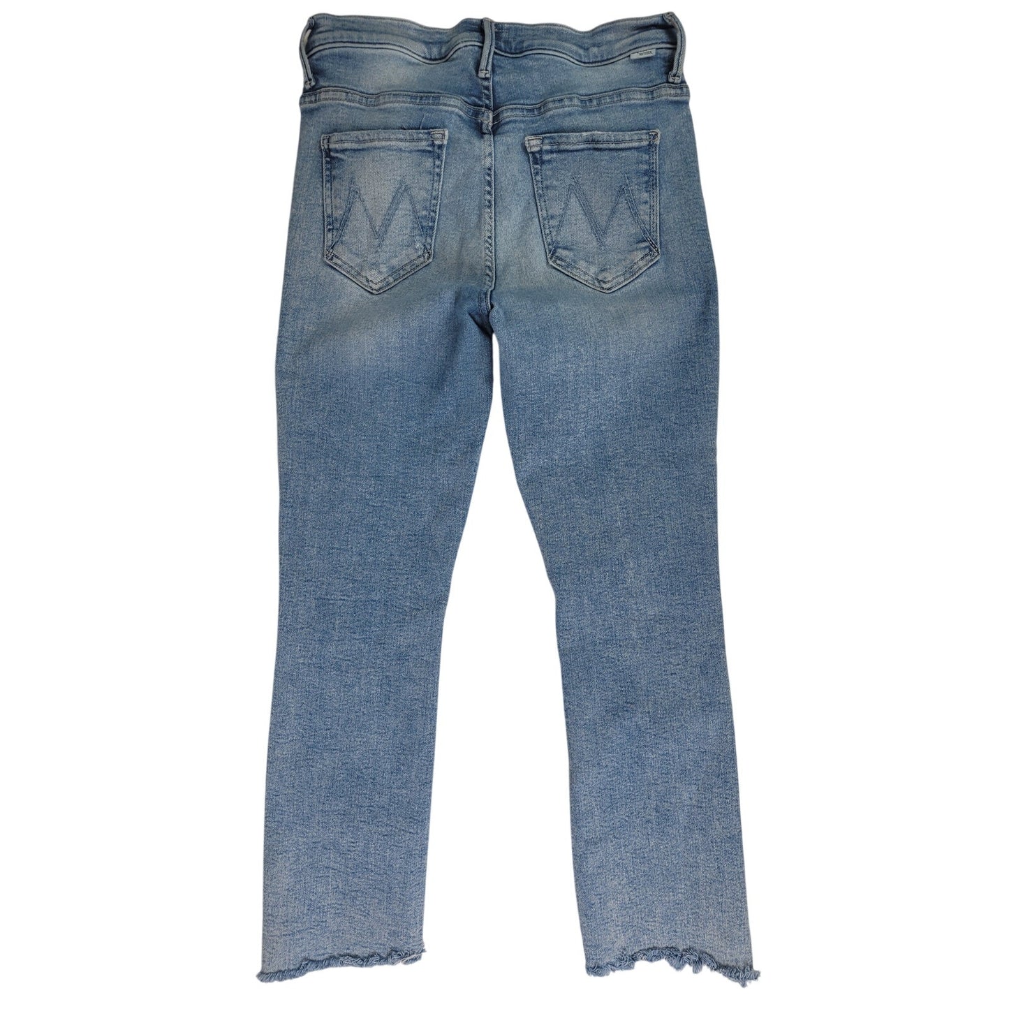 Mother The Insider Crop Step Fray Flare Jeans Medium Wash Distressed Sz 29