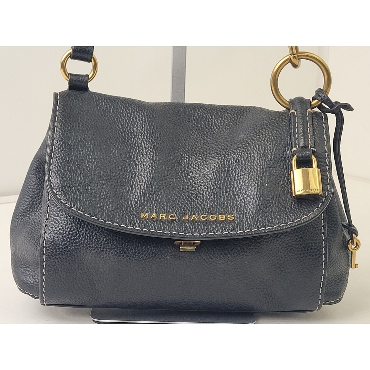 Marc Jacobs Boho Grind Black Leather Crossbody Bag Gold Hardware